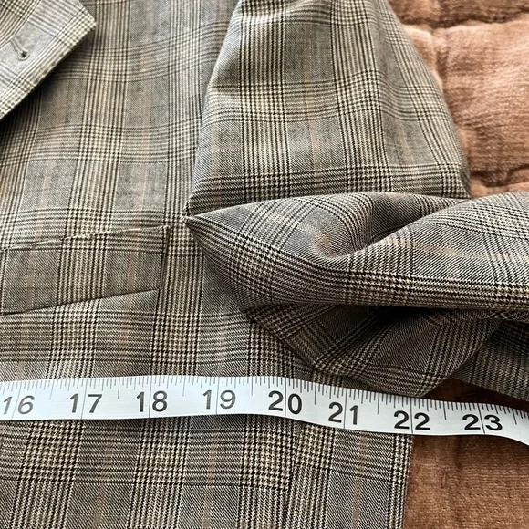 Couture Italian Beige Glen Plaid Super 150s Wool Blazer